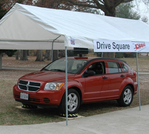 Dodge Caliber Driving Simulator Set-up Under a Canopy